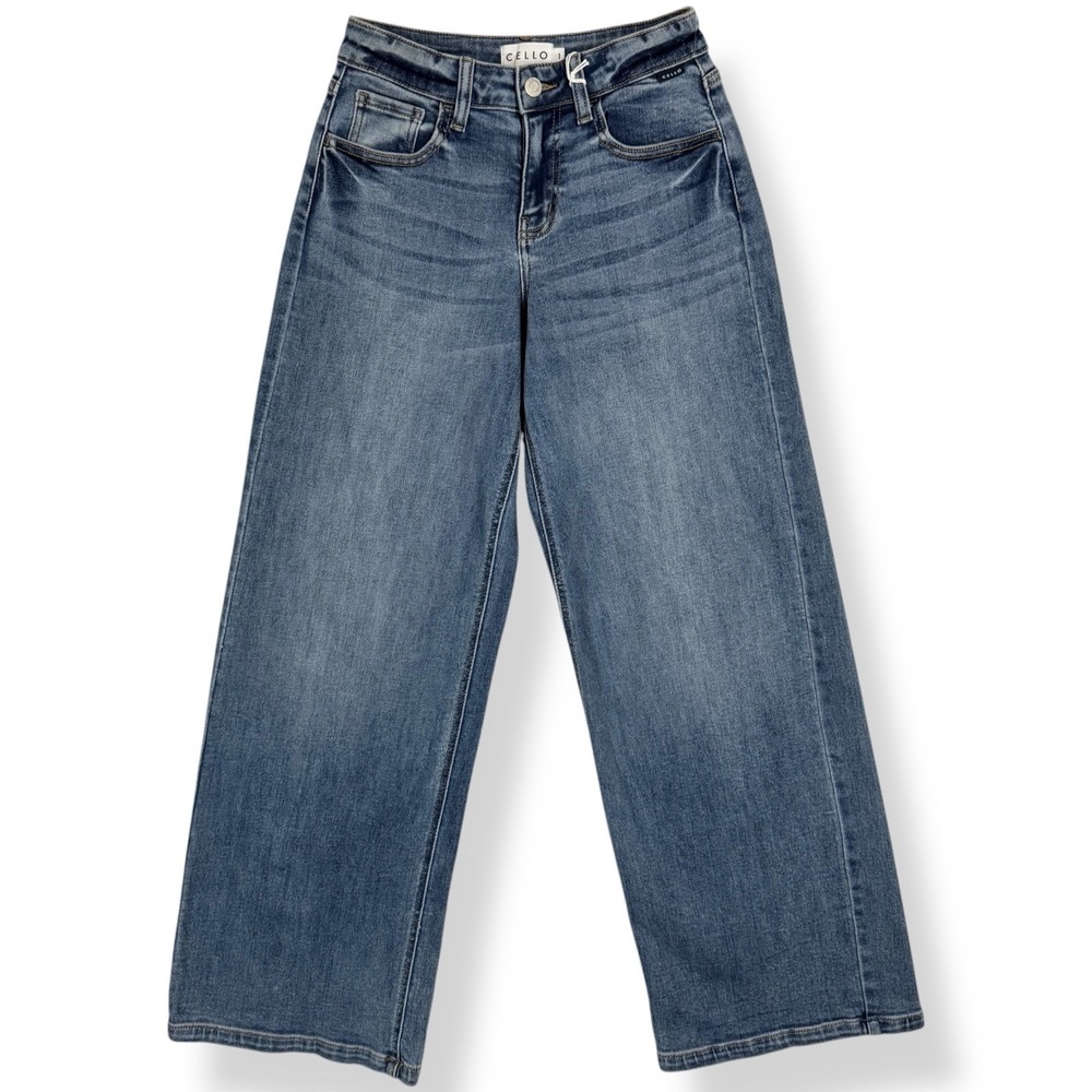 NWT Cello Low Rise Wide Leg Jeans Size 1 24 Stretch Skater Baggy Y2K Streetwear - Picture 2 of 15